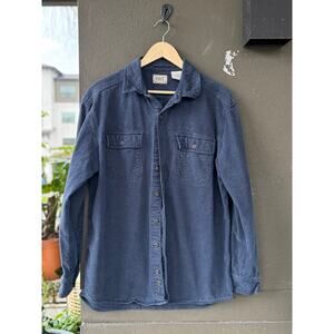 C.E. Schmidt Workwear Shirt Large Fleece Navy Blue Cotton Chamois Heavy Shacket